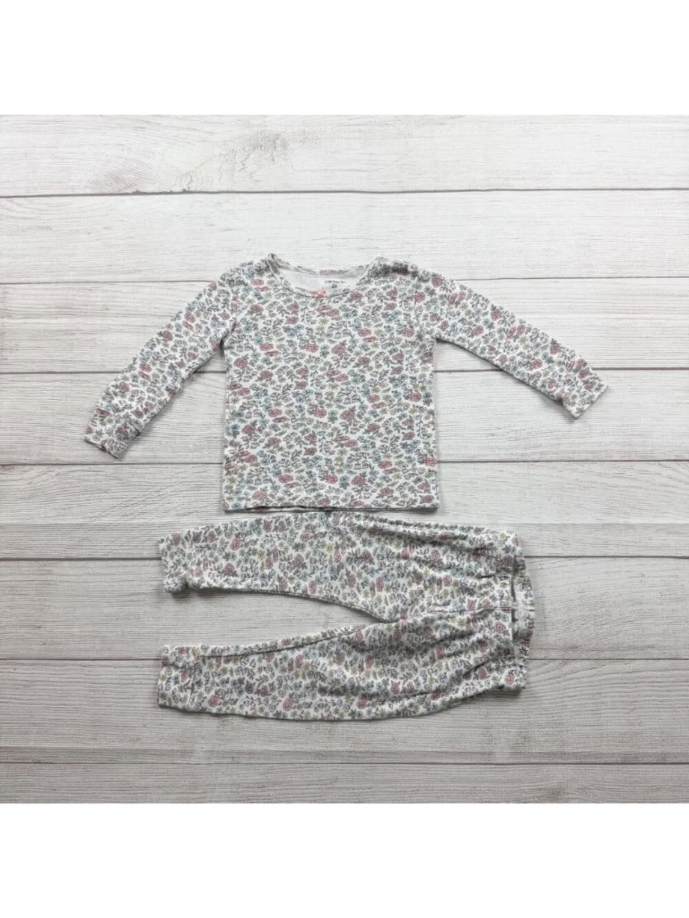 Carter's Floral Print Long Sleeve Pajama Set Toddler Lightweight Cotton Blend 2T